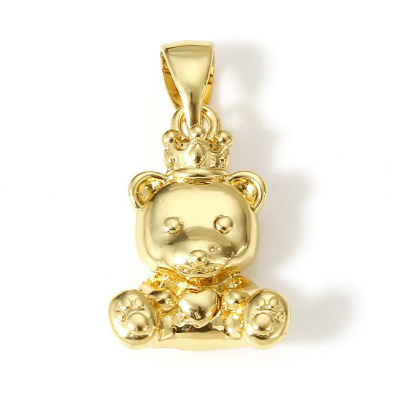Imagen de 1 Unidad Latón Colgantes Charms Oso 18K Oro Real Chapado 3D 22mm x 11mm