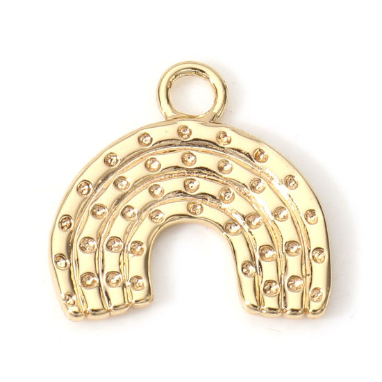 Bild von 2 Stück Messing Wetter Kollektion Charms 18K Echtgold plattiert Regenbogen 14.5mm x 14mm