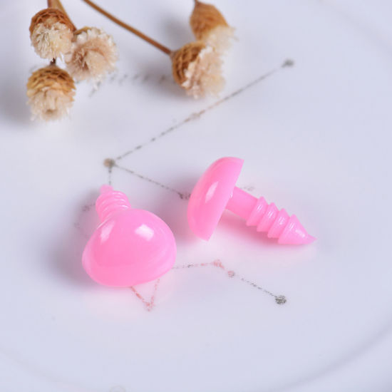 100 セット ABS おもちゃの人形DIYアクセサリー ピンク 鼻 目 13mm 10mm の画像