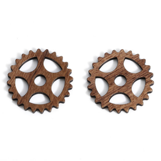 5 個 ウッド スティームパンク 装飾スクラップブッキング ギア ブラウン 28mm x 27mm の画像
