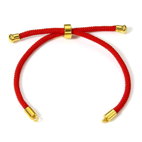 Image de 5 Pièces Bracelets Semi-finis Réglables Coulissants/Glissés Bolo pour la Fabrication de Bijoux Faits Main Bricolage Accessoires en Polyamide Nylon Rouge 21.5cm long
