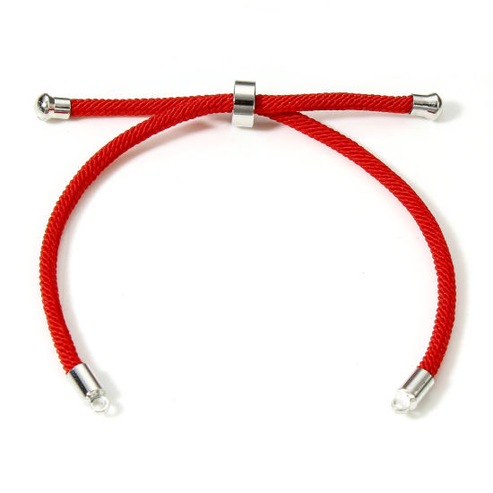 Image de 5 Pièces Bracelets Semi-finis Réglables Coulissants/Glissés Bolo pour la Fabrication de Bijoux Faits Main Bricolage Accessoires en Polyamide Nylon Rouge 21.5cm long