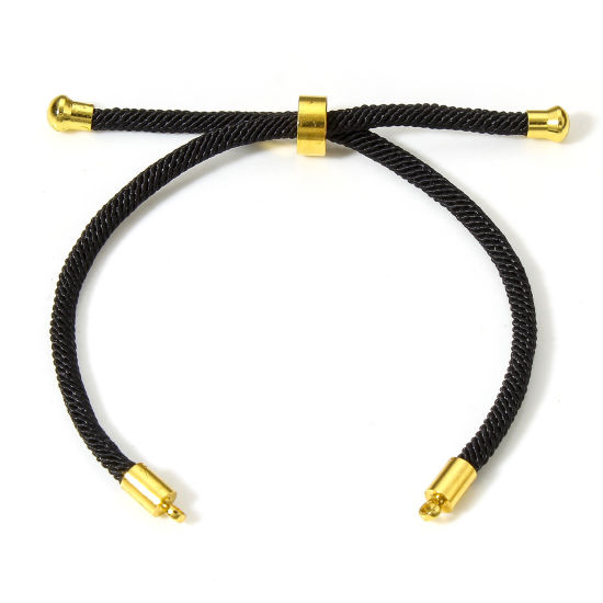 Image de 5 Pièces Bracelets Semi-finis Réglables Coulissants/Glissés Bolo pour la Fabrication de Bijoux Faits Main Bricolage Accessoires en Polyamide Nylon Noir 21.5cm long