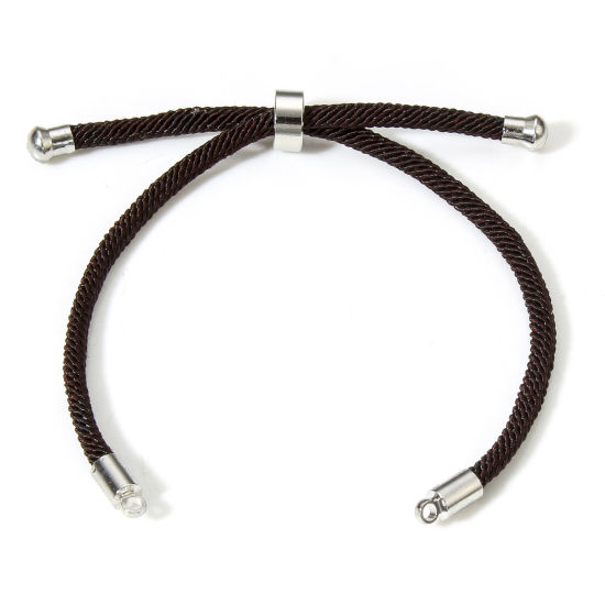 Image de 5 Pièces Bracelets Semi-finis Réglables Coulissants/Glissés Bolo pour la Fabrication de Bijoux Faits Main Bricolage Accessoires en Polyamide Nylon Café 21.5cm long