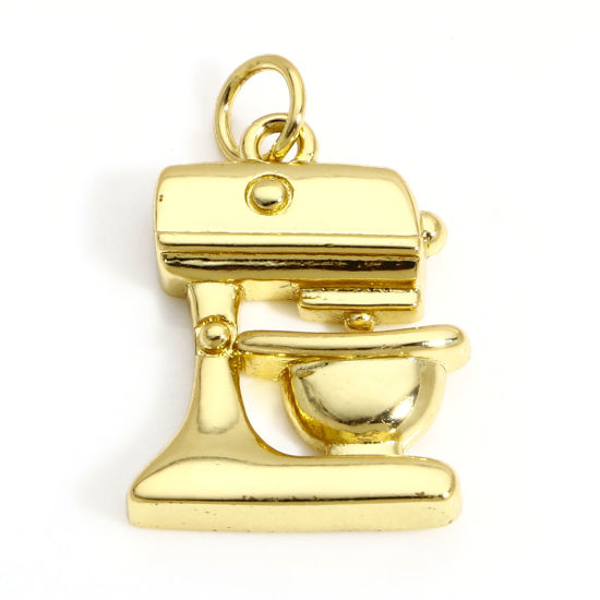 Image de 1 Pièce Breloques en Laiton Mixeur de Cuisine Plaqué Or Véritable 18K 22mm x 13mm
