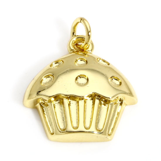 Image de 1 Pièce Breloques en Laiton Gâteau Plaqué Or Véritable 18K 16mm x 13mm