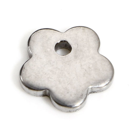Bild von 10 Stück 304 Edelstahl Geometrie Serie Charms Silberfarbe Blumen 7mm x 7mm