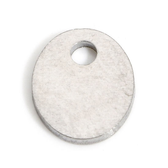 Bild von 10 Stück 304 Edelstahl Geometrie Serie Charms Oval Silberfarbe 9mm x 7mm