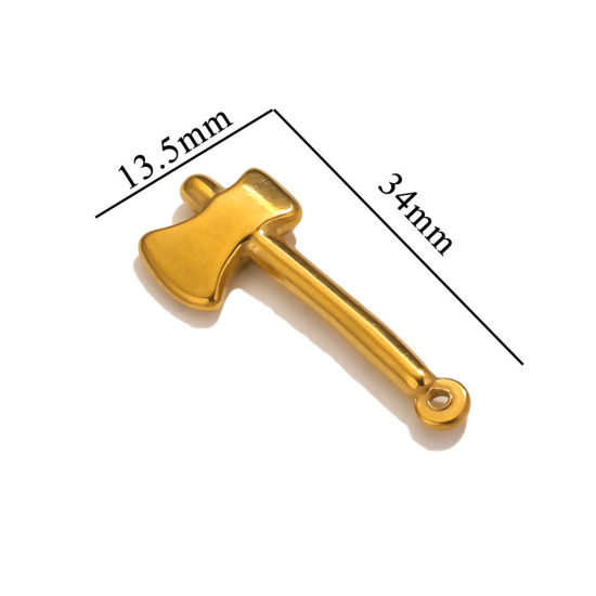 Immagine di 1 Pz 304 Acciaio Inossidabile Ciondoli Ascia Placcato Oro 18K 34mm x 13.5mm
