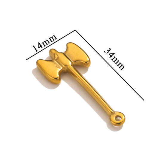 Immagine di 1 Pz 304 Acciaio Inossidabile Ciondoli Ascia Placcato Oro 18K 34mm x 14mm