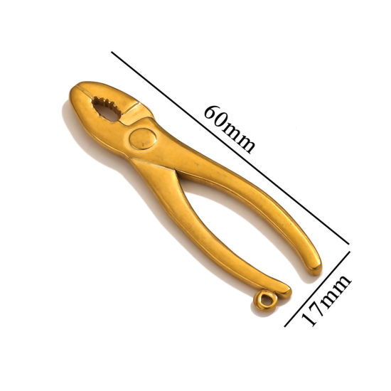 Immagine di 1 Pz 304 Acciaio Inossidabile Ciondoli Morsa Placcato Oro 18K 60mm x 17mm