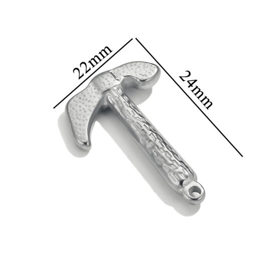 Immagine di 1 Pz 304 Acciaio Inossidabile Ciondoli Martello Tono Argento Struttura 24mm x 22mm