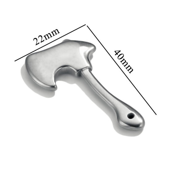 Immagine di 1 Pz 304 Acciaio Inossidabile Ciondoli Ascia Tono Argento 40mm x 22mm