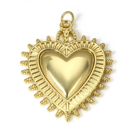 Image de 1 Pièce Pendentifs Religieux en Laiton Cœur Plaqué Or Véritable 18K Coeur de Ex-Voto 3.5cm x 2.5cm