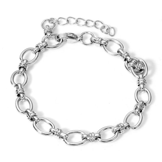 Image de Bracelets En Gros Argent Mat en 304 Acier Inoxydable, Chaîne Forme "8" Unisexe Élégant Minimaliste Cadeau Fournitures de Bijoux 17.5cm long, 1 Pièce