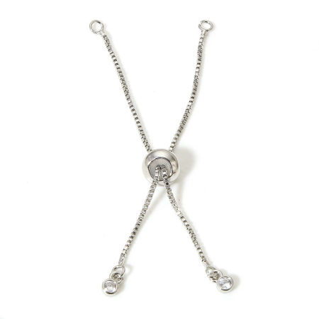 1 Piece Brass Slider/Slide Extender Chain Real Platinum Plated 7cm