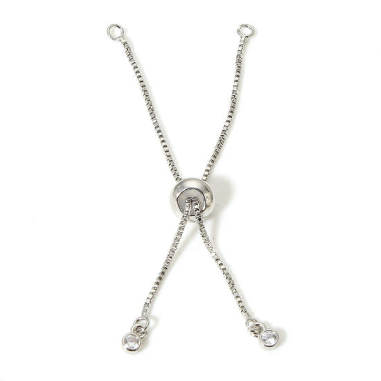 Image de 1 Pièce Chaînes d'Extension Glissé en Laiton Plaqué Platine Véritable 7cm