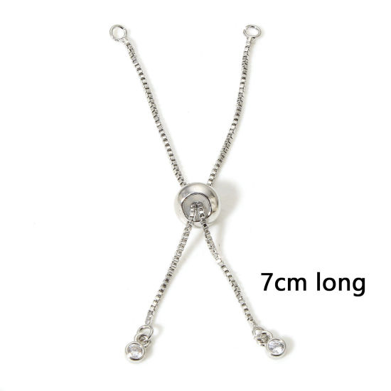 Image de 1 Pièce Chaînes d'Extension Glissé en Laiton Plaqué Platine Véritable 7cm