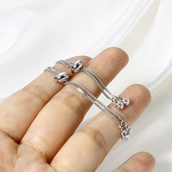 Image de 1 Pièce Chaînes d'Extension Glissé en Laiton Plaqué Platine Véritable 7cm