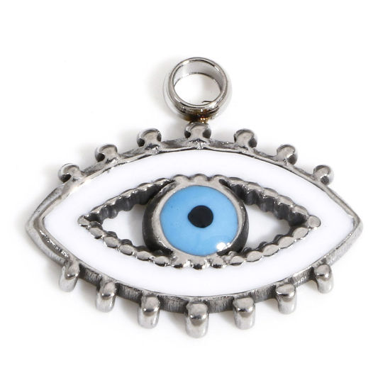 Immagine di 1 Pz 304 Acciaio Inossidabile Religione Charms Malocchio Tono Argento 18mm x 17mm