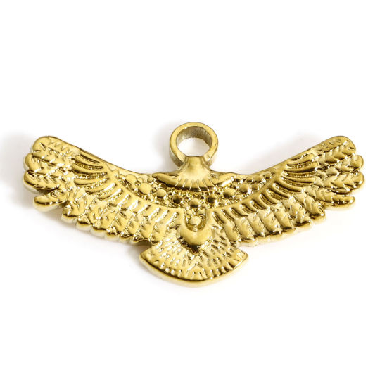 Immagine di 1 Pz Placcatura Sottovuoto PVD Ecologica 304 Acciaio Inossidabile Ciondoli Placcato Oro 18K Acquila 25mm x 13mm