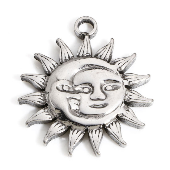 Immagine di 1 Pz 304 Acciaio Inossidabile Galassia Charms Sole Tono Argento 29mm x 26mm