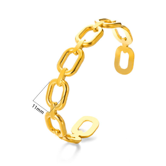 Image de 1 Pièce Bracelet Manchette Jonc Semi-Ouvert en 304 Acier Inoxydable Placage Sous Vide Écologique Plaqué Or 18K Géométrique Texturé 5.8cm Dia