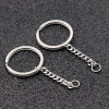 Picture of 5 PCs 304 Stainless Steel Keychain & Keyring Silver Tone Round Disc 58mm x 28mm
