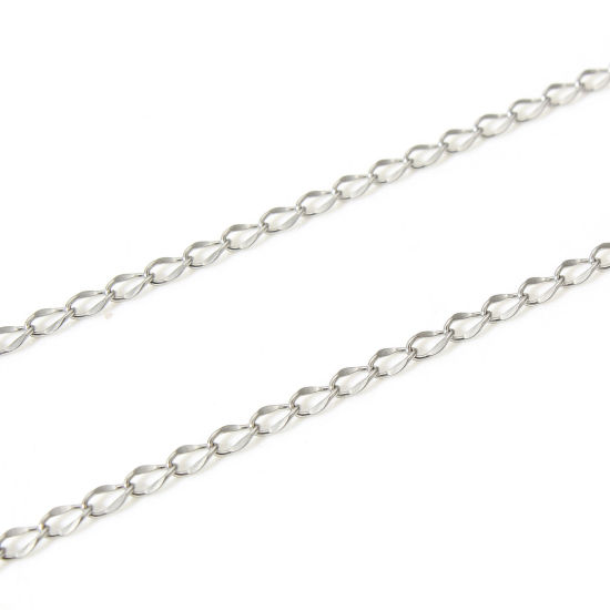 Imagen de 1 M Respetuoso del Medio Ambiente 304 Acero Inoxidable Cadenas de Curb Para Accesorios Hechos a Mano para Hacer Joyas Tono de Plata 4.5x2.5mm