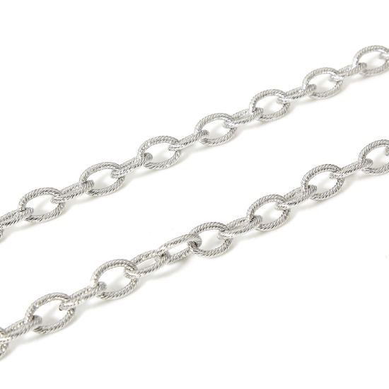 Imagen de 1 M Respetuoso del Medio Ambiente 304 Acero Inoxidable Cadena de Cable Cruz Para Accesorios Hechos a Mano para Hacer Joyas Espiras Tono de Plata 9.5x6.5mm