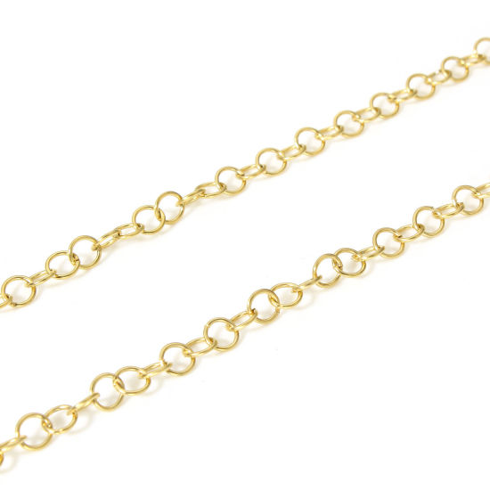 Imagen de 1 M Enchapado al Vacío Ecológico 304 Acero Inoxidable Rollo Cadena Para Accesorios Hechos a Mano para Hacer Joyas 18K Oro Real Chapado 5mm