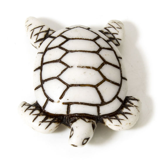 5 個 樹脂 ボヘミアン ペンダント 海亀 白 4.6cm x 3.7cm の画像