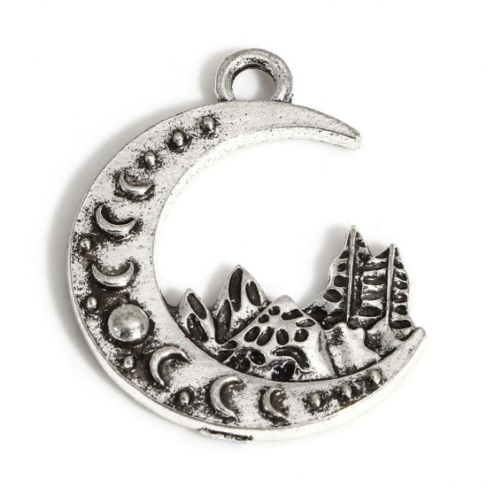 Bild von 10 Stück Charms Antiksilber Mondfinsternis Wald 23.5mm x 19mm