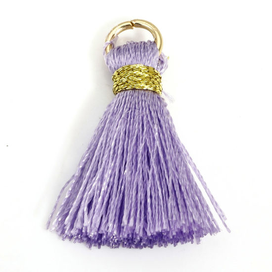Image de 20 Pcs Breloques Franges en Polyester Mauve avec Boucle 24mm