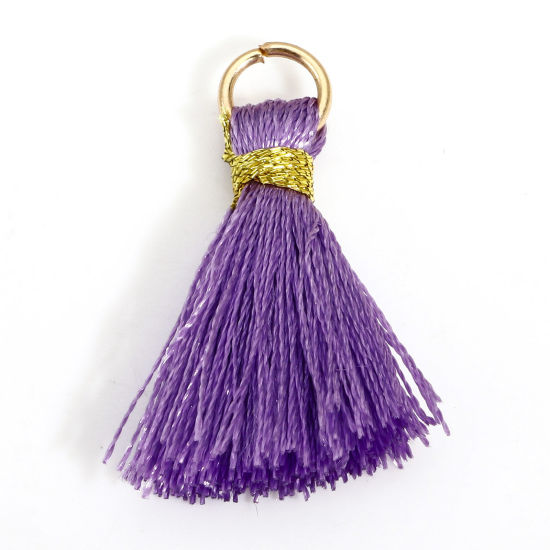 Image de 20 Pcs Breloques Franges en Polyester Violet avec Boucle 24mm