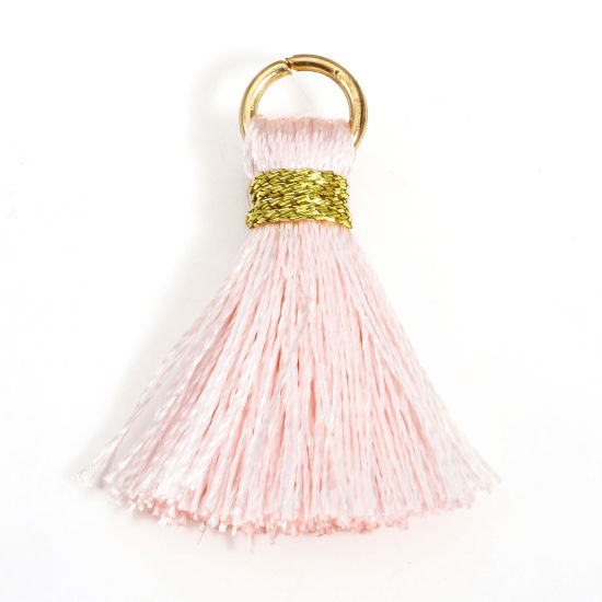 Image de 20 Pcs Breloques Franges en Polyester Rose Clair avec Boucle 24mm