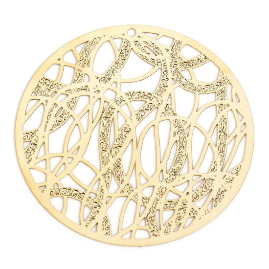 Image de 5 Pcs Pendentifs Estampe en Filigrane en Alliage de Fer Plaqué Or KC Rond Texture Amas Stellaire 3.8cm Dia