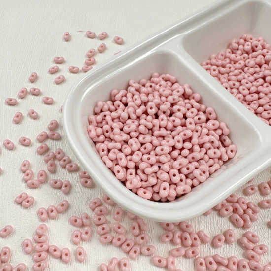 10 グラム (約 20 個/グラム) アクリル ファルファーレ シード ビーズ ピーナッツ ピンク 約 6.5mm x 4mm、 穴: 約 1.2mm、 の画像