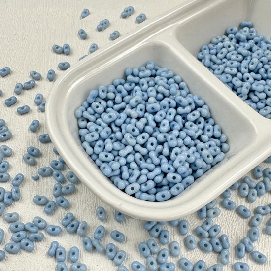 10 グラム (約 20 個/グラム) アクリル ファルファーレ シード ビーズ ピーナッツ 青 約 6.5mm x 4mm、 穴: 約 1.2mm、 の画像