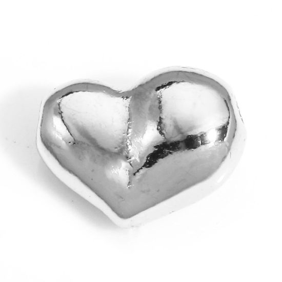 Imagen de 2 Unidades Latón día de San Valentín Colgantes Charms Corazón Platino Real Chapado 3D 12mm x 9mm