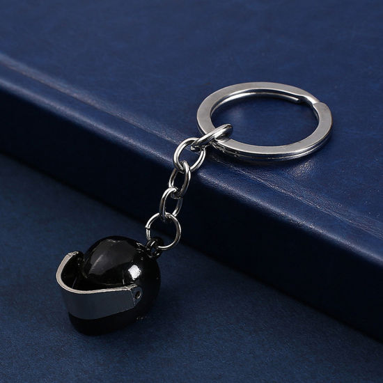 Image de 1 Pièce Porte-Clés Rétro Noir Casque 9cm