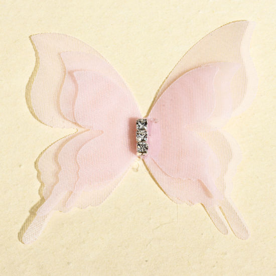 Image de 20 Pcs Accessoires de Bricolage Artisanal en Organza Papillon Éthéré Rose 5.2cm x 5cm