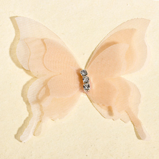 Image de 20 Pcs Accessoires de Bricolage Artisanal en Organza Papillon Éthéré Orange Clair 5.2cm x 5cm