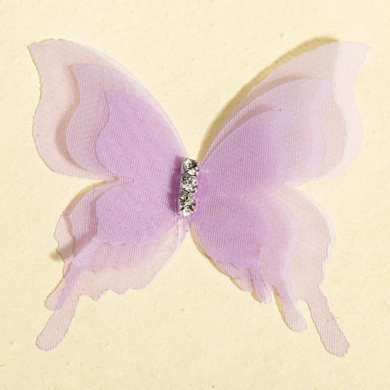 Image de 20 Pcs Accessoires de Bricolage Artisanal en Organza Papillon Éthéré Violet 5.2cm x 5cm
