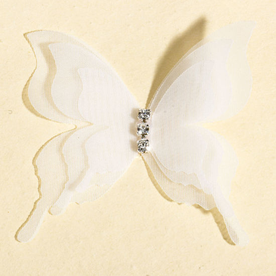 Image de 20 Pcs Accessoires de Bricolage Artisanal en Organza Papillon Éthéré Blanc 5.2cm x 5cm
