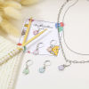 Picture of 1 Set ( 6 PCs/Set) Zinc Based Alloy & Iron Based Alloy Knitting Stitch Markers Earring Bag Charm Pendant Sakura Flower Silver Tone Multicolor Enamel 3cm