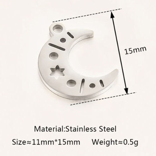 Immagine di 2 Pz 304 Acciaio Inossidabile Galassia Ciondoli Luna Tono Argento 15mm x 11mm