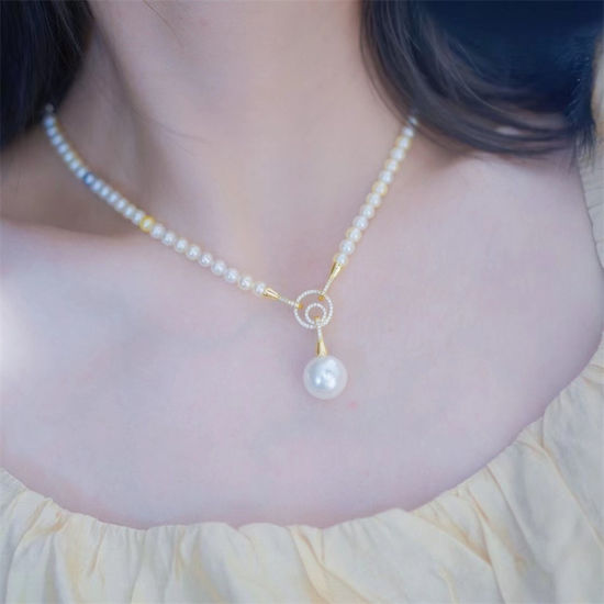 Image de 1 Pièce Embouts pour Cordons en Laiton Respectueux de la Nature Annulaire Plaqué Or Véritable 18K Micro Pave à Zircone Cubique Clair 13mm
