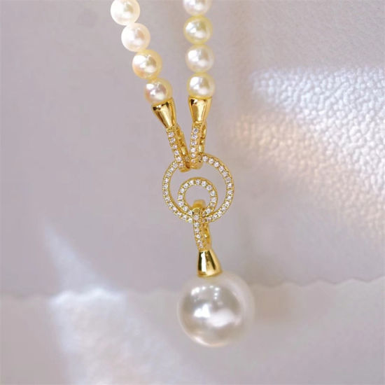 Image de 1 Pièce Embouts pour Cordons en Laiton Respectueux de la Nature Annulaire Plaqué Or Véritable 18K Micro Pave à Zircone Cubique Clair 13mm