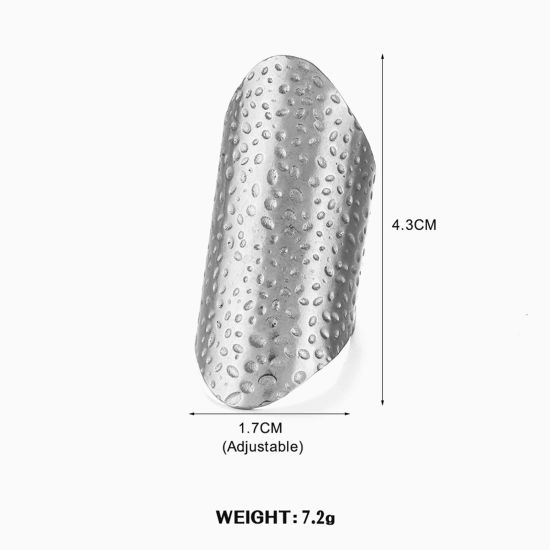 1 個 304ステンレス鋼 打ち出し オープン リング 指輪 シルバートーン 幾何学 17mm (日本サイズ約13号)、 の画像